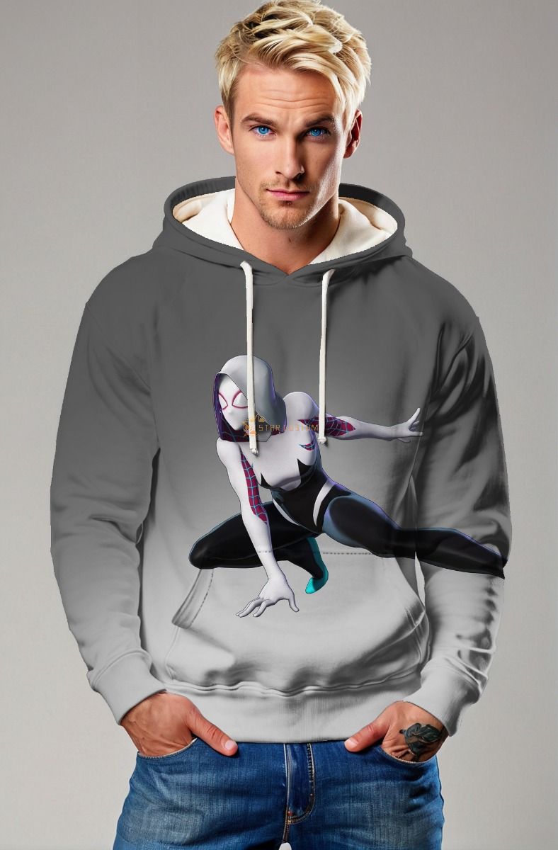 Gray & White Spider‑Gwen Crewneck Sweatshirt – Everyday Hero Appeal