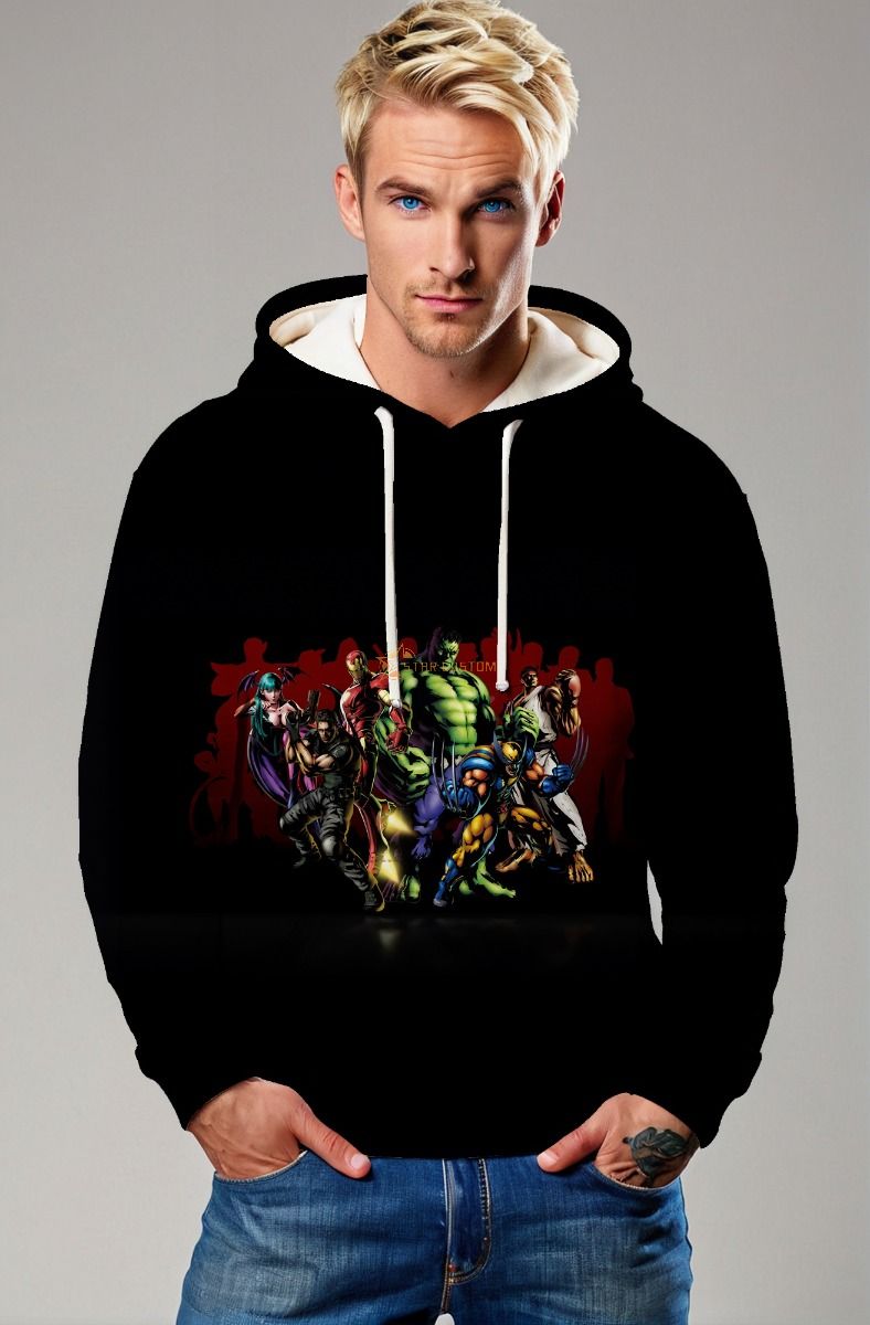 Black Marvel Heroes Team Pullover Hoodie – Warm Heroic Vibes