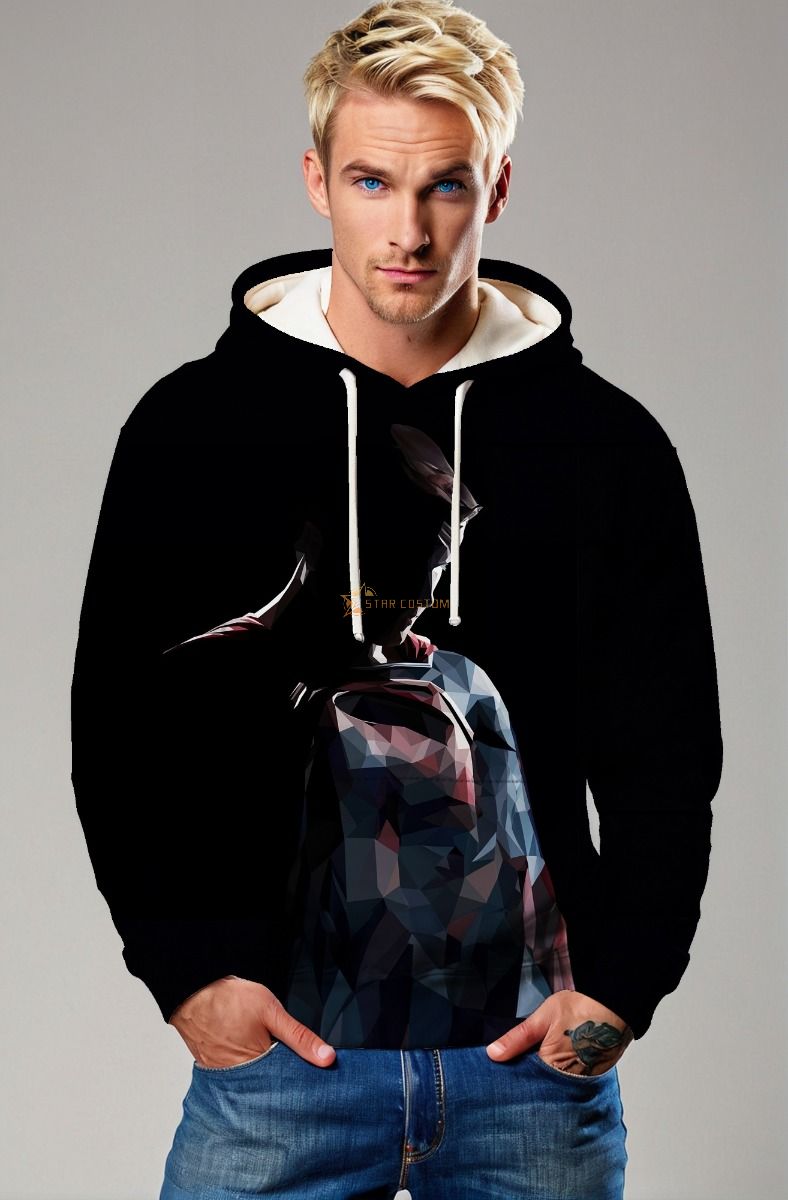 Black Abstract Hero Art Pullover Hoodie – Artistic & Warm