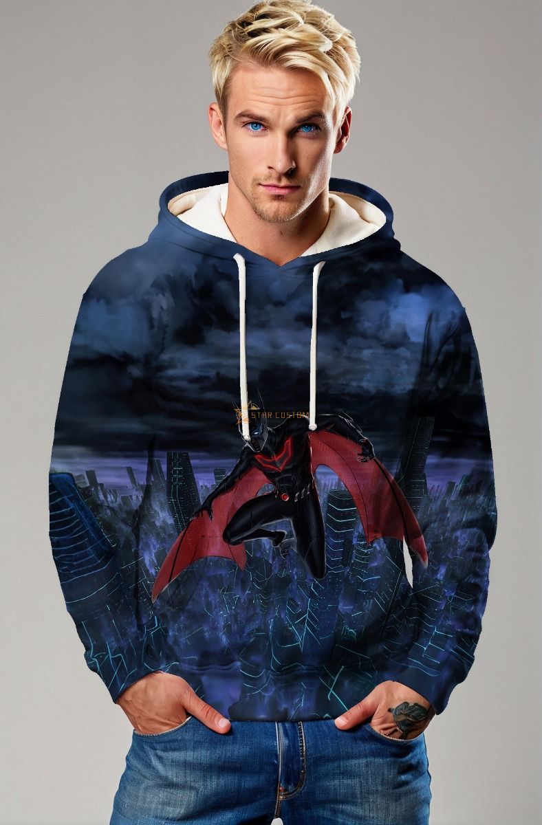 Dark Blue Future Knight Pullover Hoodie – Bold Heroic Nightscape