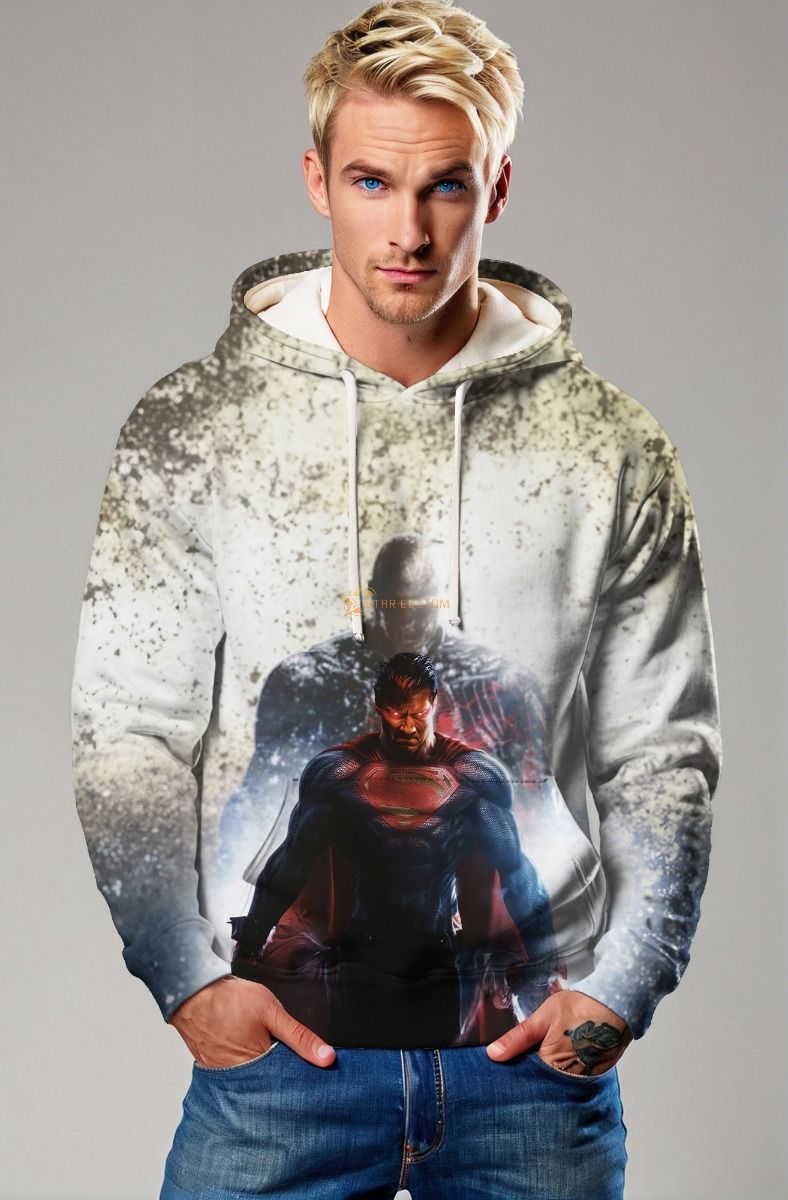 Light Gray Dark Superman Pullover Hoodie – Power and Comfort Combined
