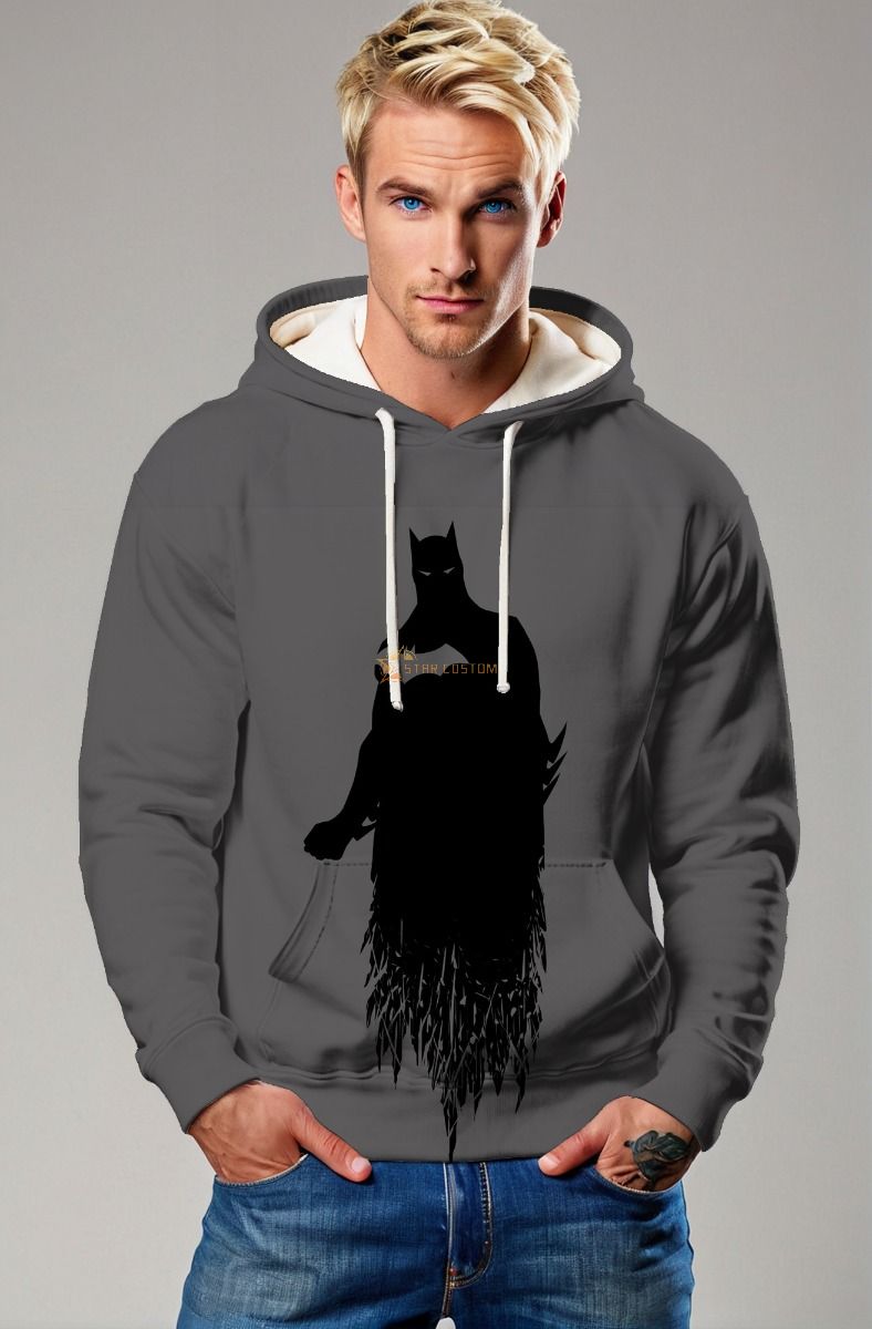Dark Gray Batman Silhouette Pullover Hoodie – Urban Hero Style