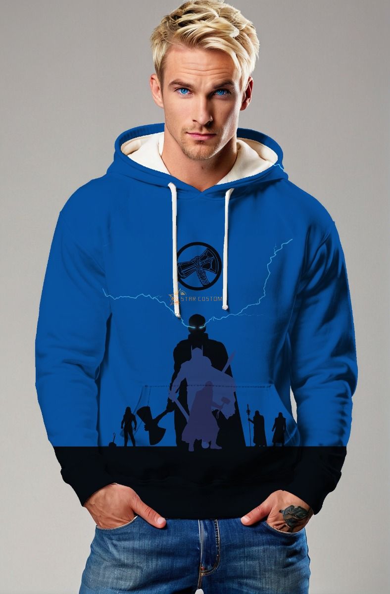 Blue Hero Silhouette & Stormbreaker Pullover Hoodie – Thunderous Style