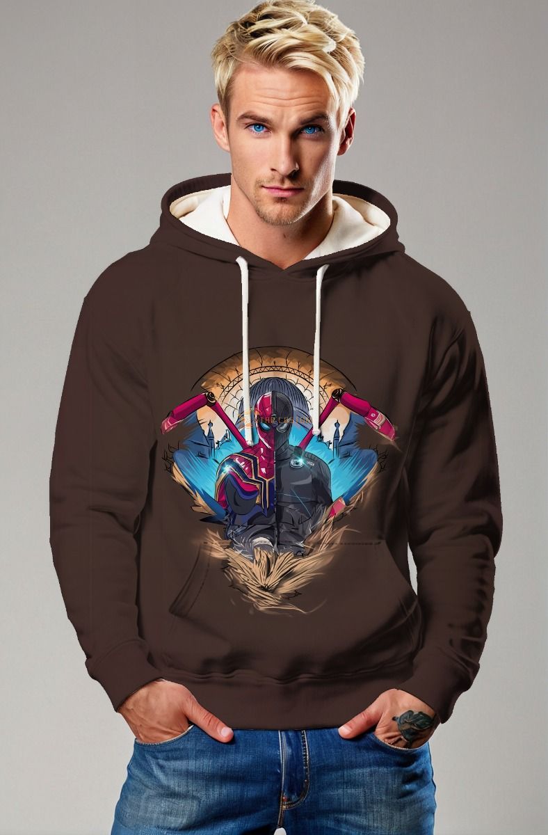  Brown Spider‑Verse Dual Hero Pullover Hoodie
