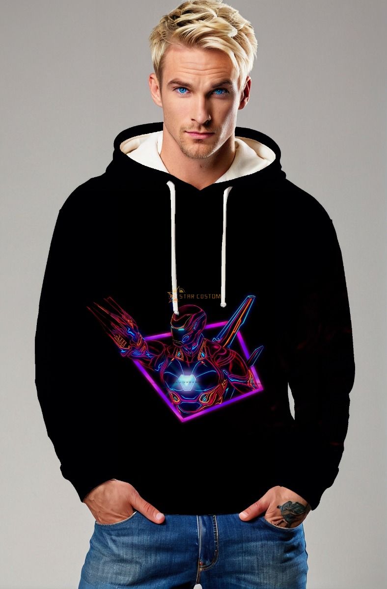 Black Neon Tech Hero Pullover Hoodie