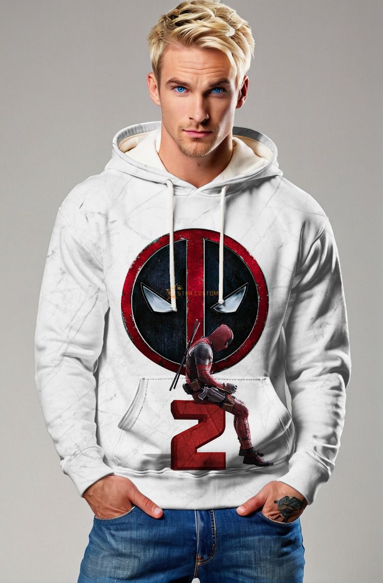 White Deadpool 2 Graphic Pullover Hoodie