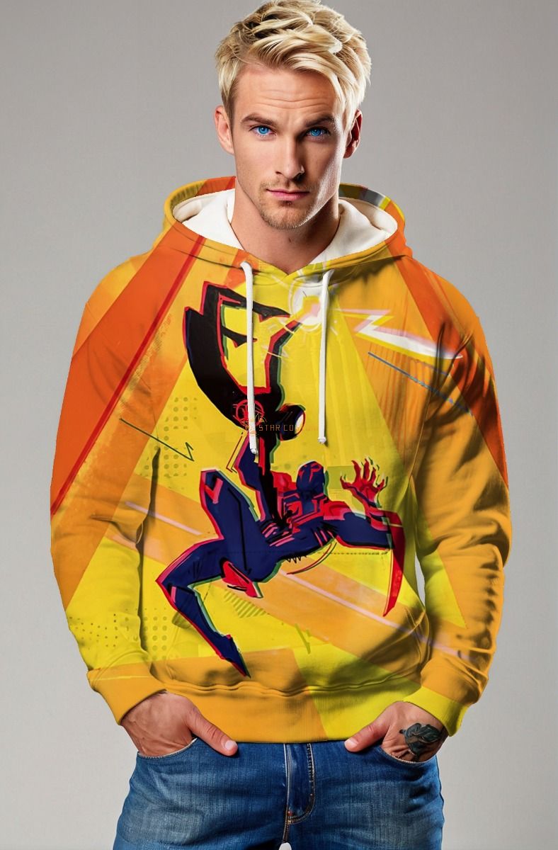 Orange Spider Graphic Pullover Hoodie