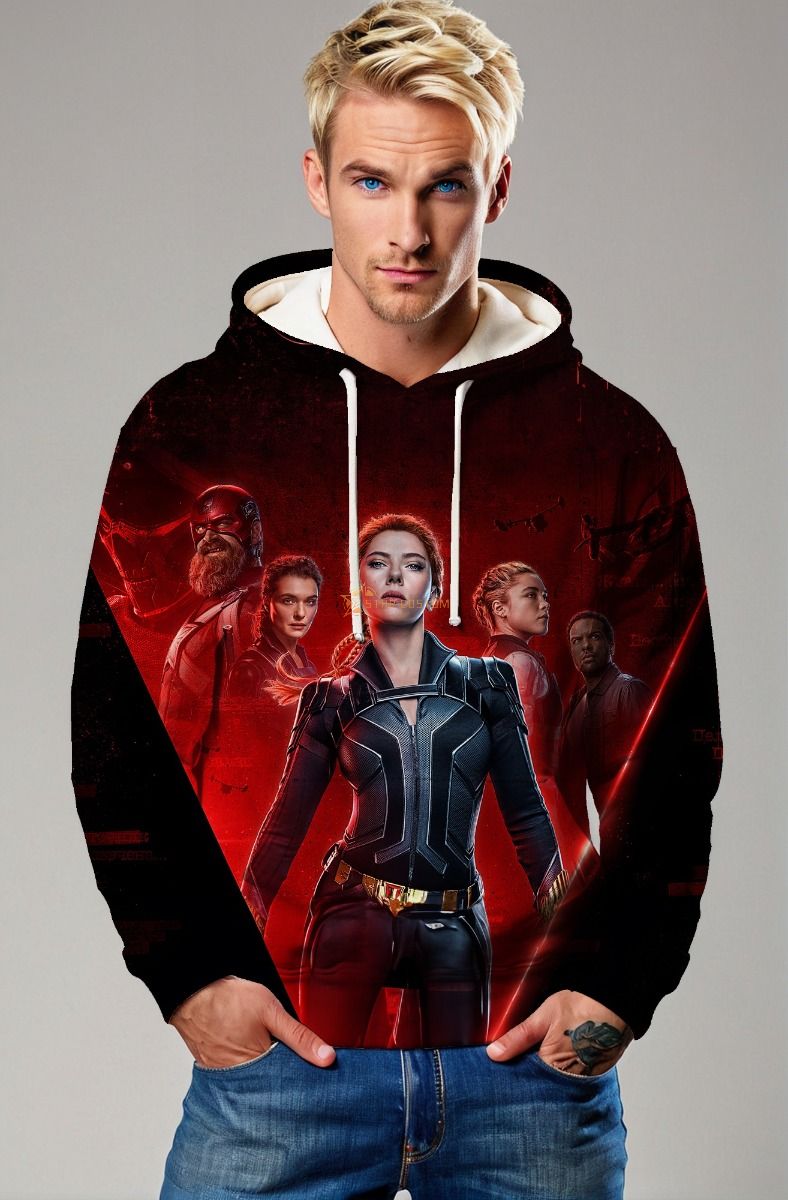  Black and Red Black Widow Pullover Hoodie