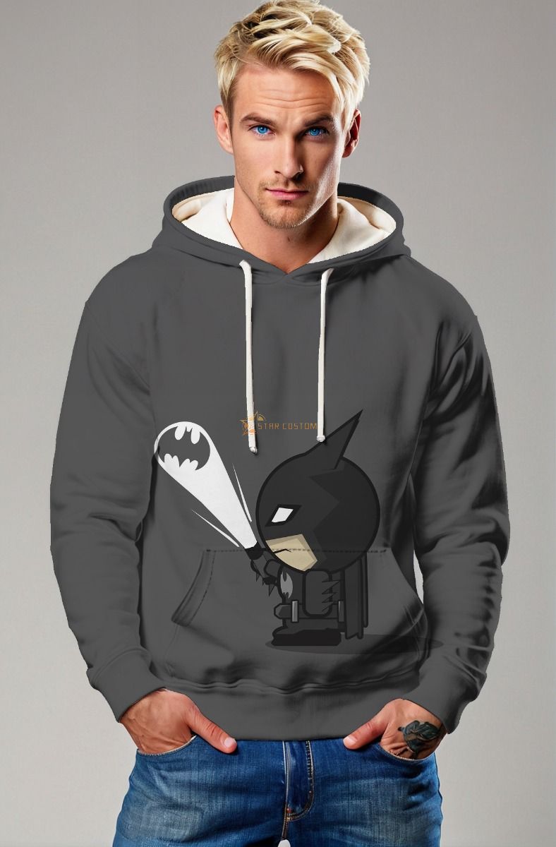 Dark Gray Chibi Batman Pullover Hoodie