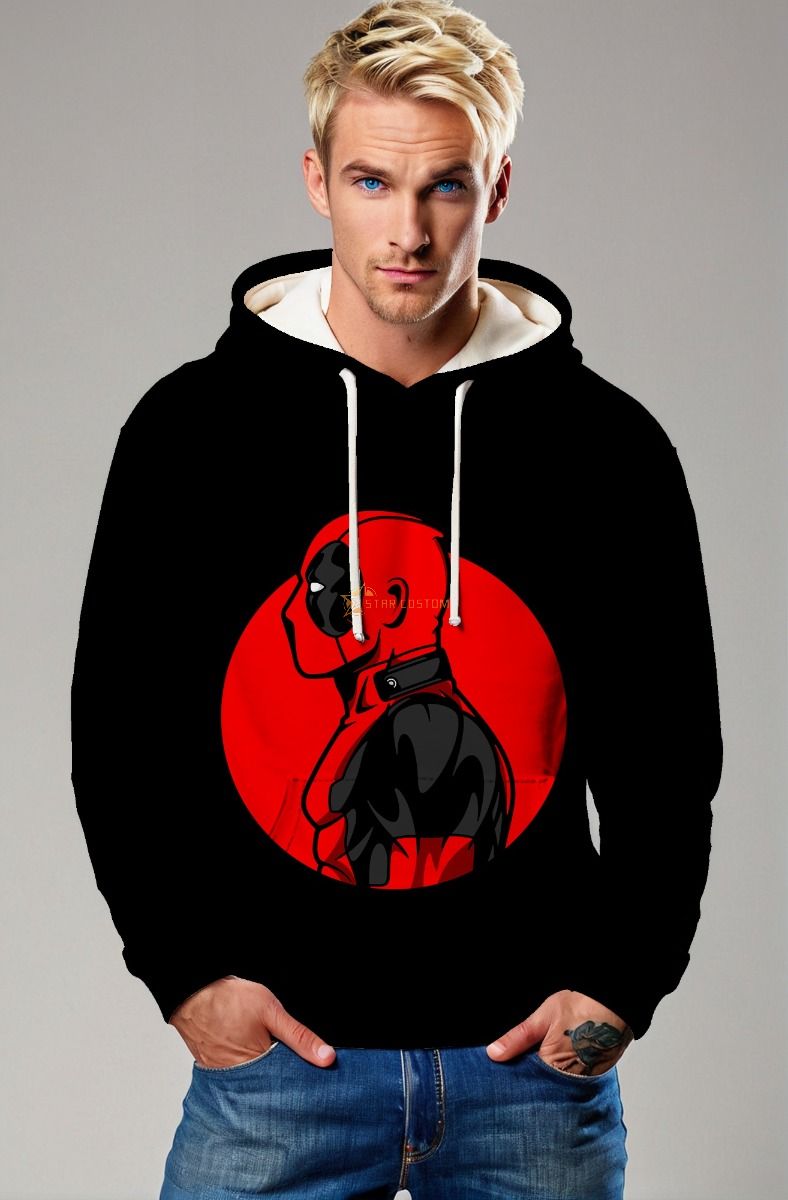 Black Deadpool Profile Pullover Hoodie