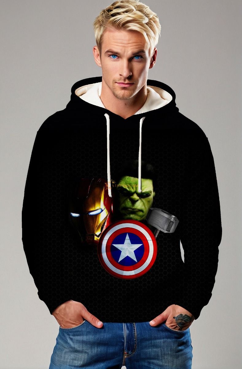 Black Avengers Elements Pullover Hoodie