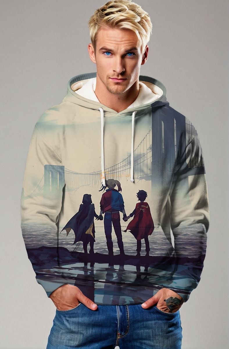 Beige Hero Trio Scenic Pullover Hoodie
