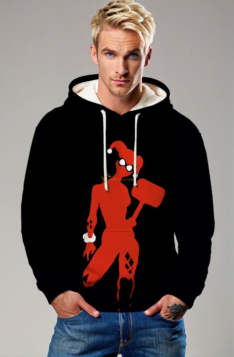 Black Harley Quinn Silhouette Pullover Hoodie
