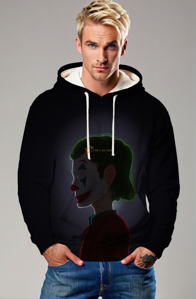 Black Joker Profile Art Pullover Hoodie