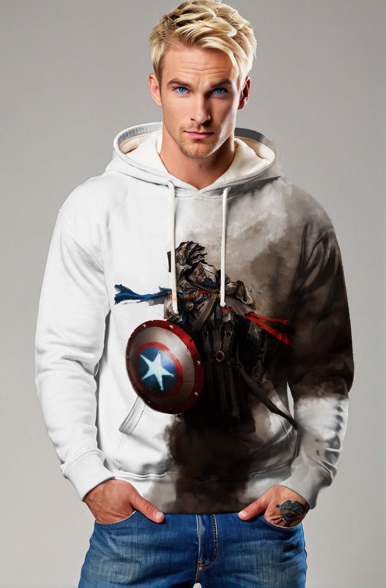 White Gradient Knight Captain America Hoodie