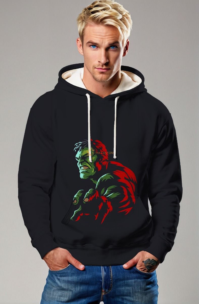 Black Hulk Rage Pullover Hoodie – Red-Green Shadow Strike