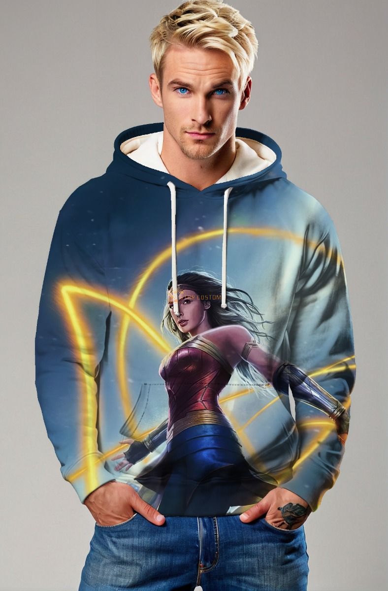 Blue-Gold Pullover Hoodie – Radiant Lasso Warrior Design