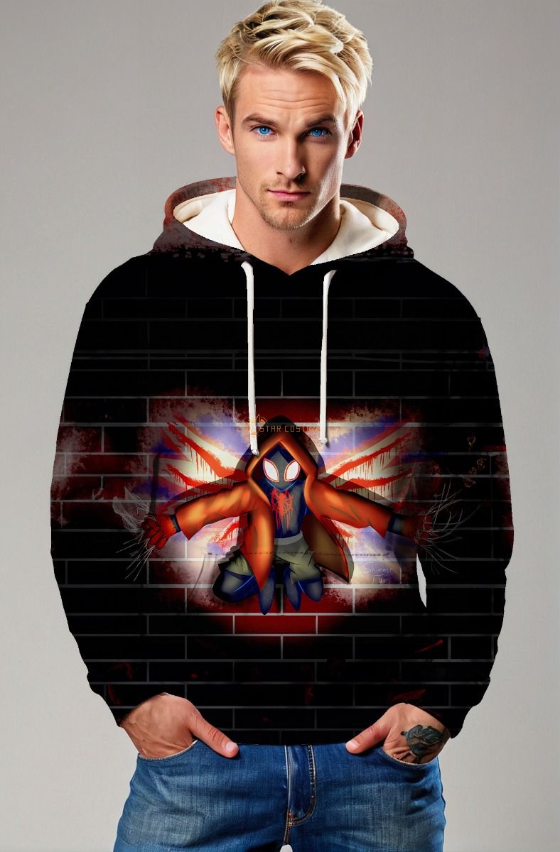 Black Graffiti Pullover Hoodie – Miles Morales Street Art Style