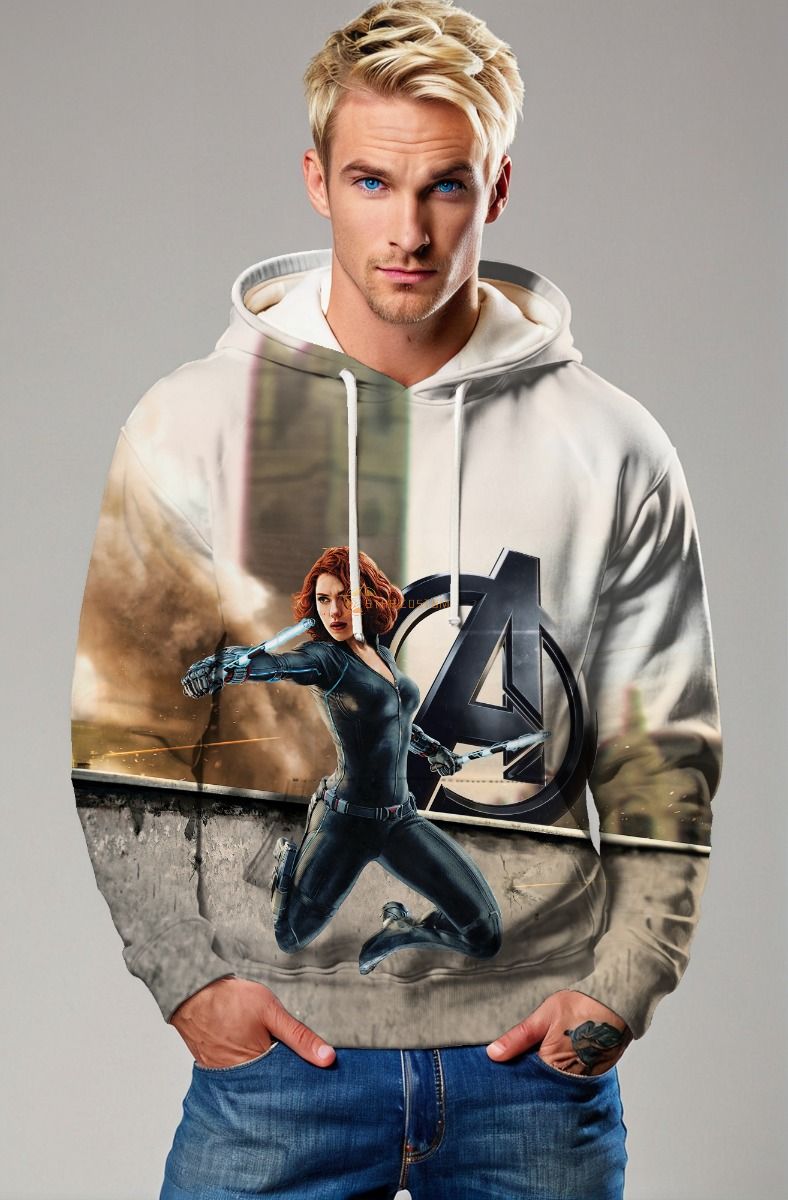 Cream White Black Widow Pullover Hoodie – Action Hero Series