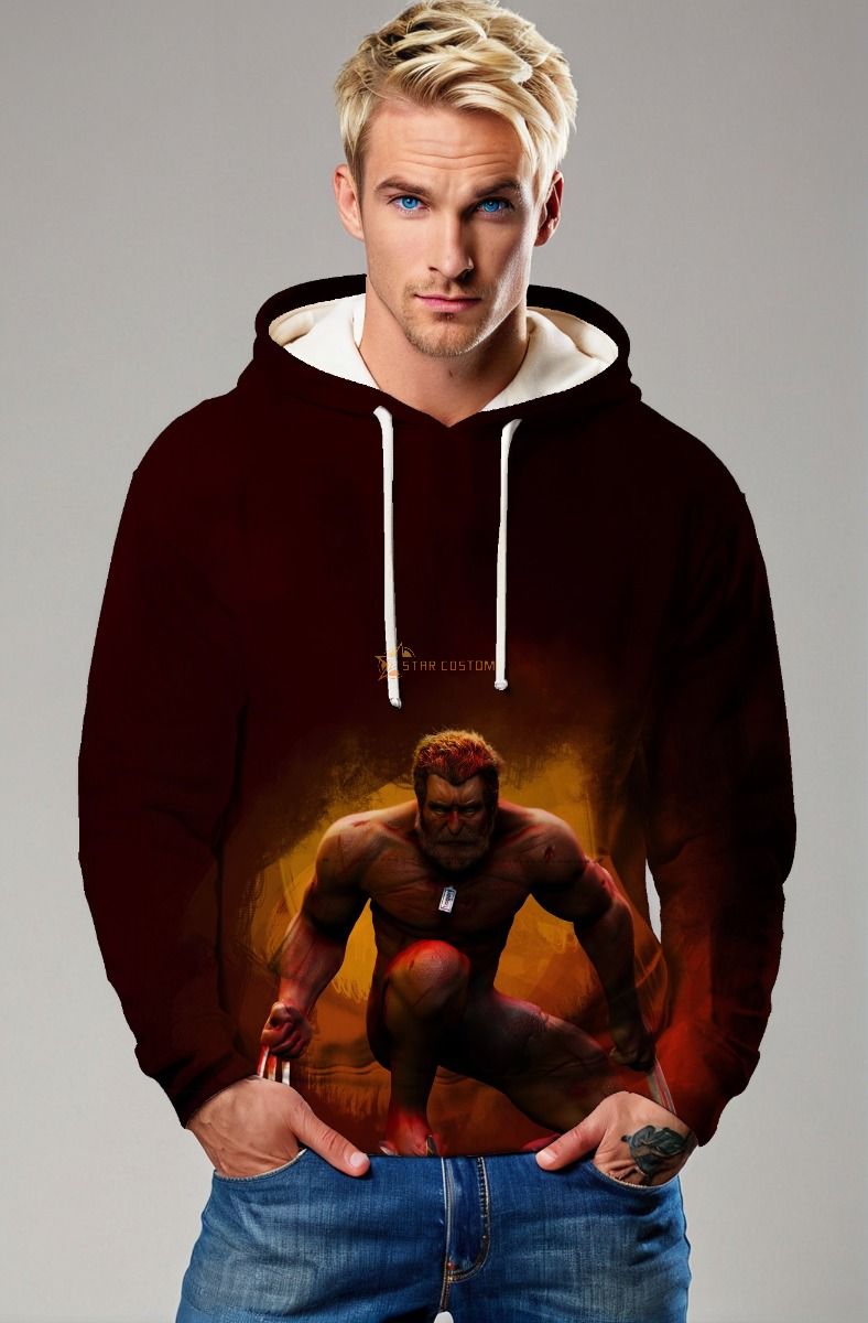 Dark Burgundy Wolverine Hoodie – Savage Strength Edition