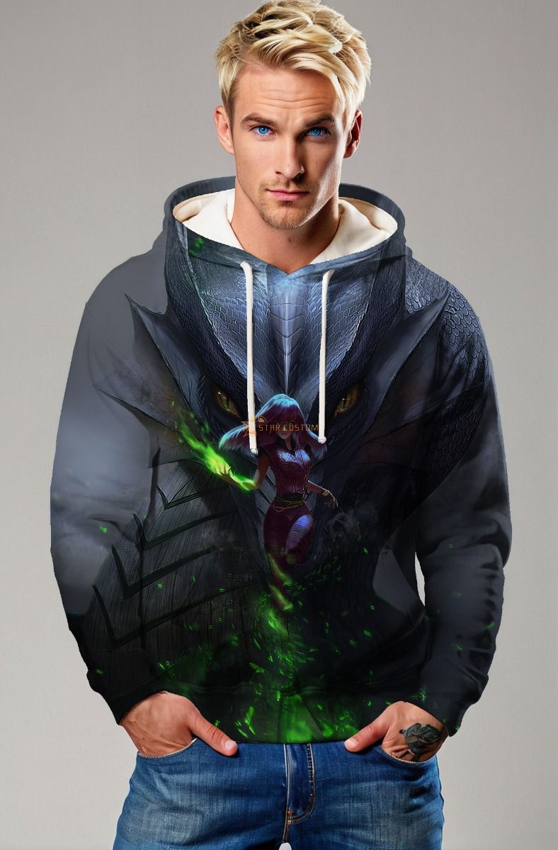 Enchanted Serpent Hoodie – Deep Emerald Storm Edition