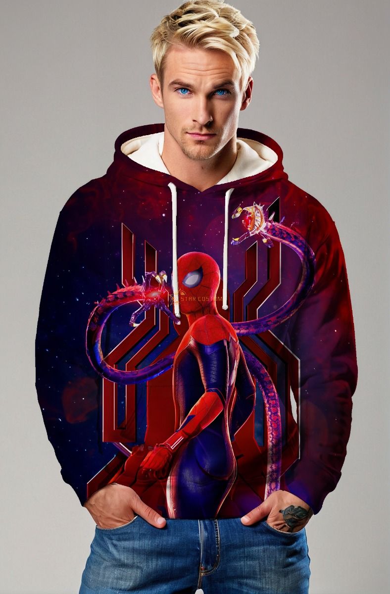 Iron Venom Hoodie – Crimson & Violet Spider Hybrid Mech Hoodie