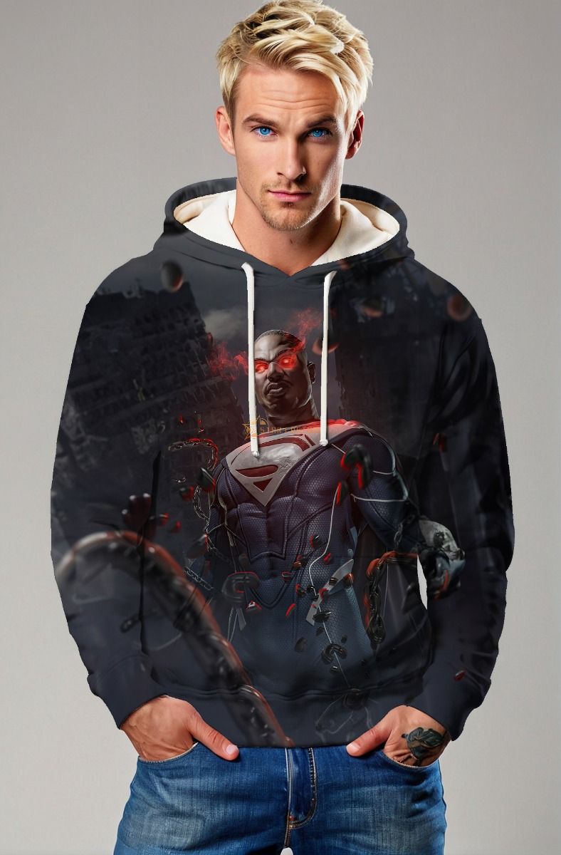 Dark Power Hoodie – Black with Red-Eyed Hero Tech Armor