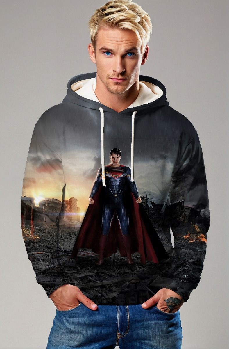 Hero Awakens Hoodie – Dark Gray with Red & Blue Cape Design