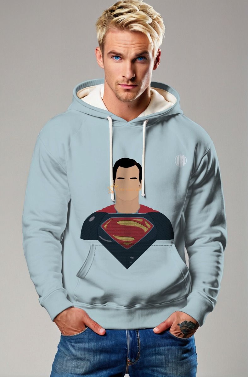 Minimalist Blue Superman Hoodie – Faceless Hero & S Shield