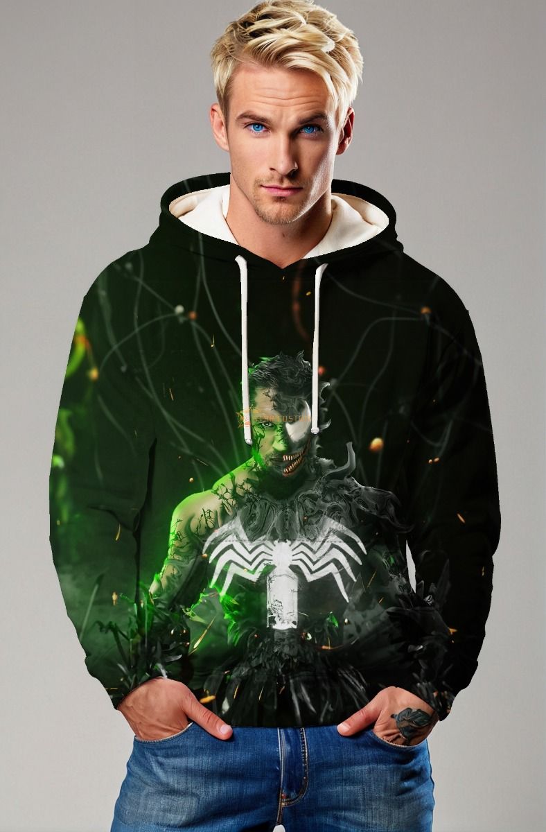 Black & Neon Green Venom Hoodie – Dual Identity Edition