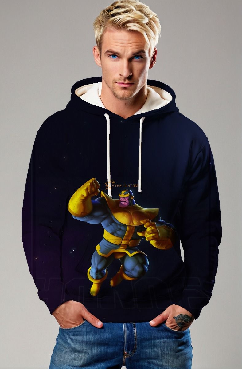 Dark Blue Thanos Hoodie – Cartoon Titan Power