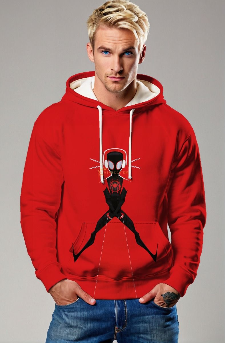 Red Pulse Spider Hoodie – Miles-Inspired Graphic Pullover