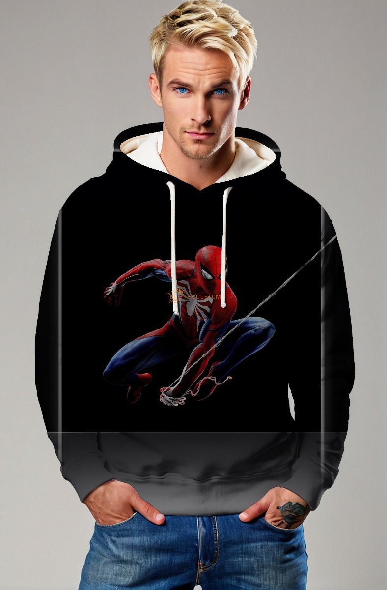 Black Stealth Spider Hoodie – Agile Red & Blue Pullover