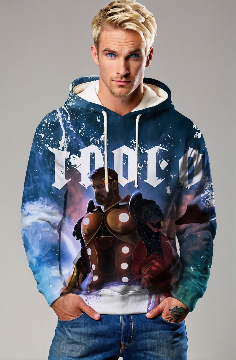 Stormbound Thunder Hoodie – Deep Blue Norse Pullover