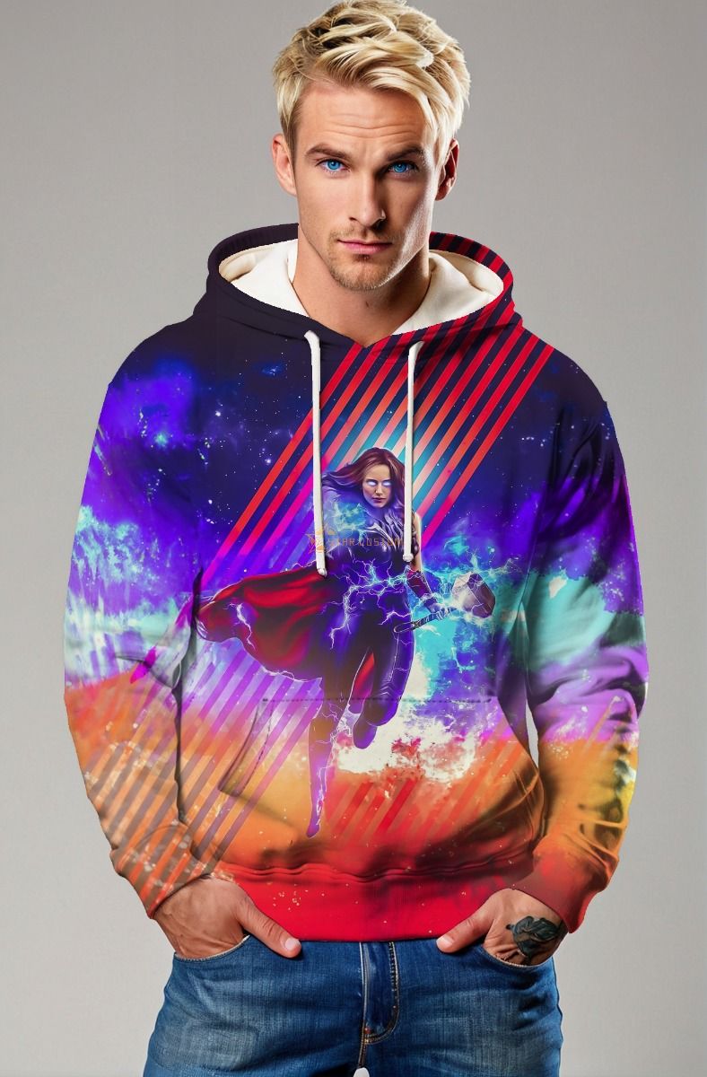 Storm Pulse Hoodie – Deep Space Blue with Red Lightning Icon