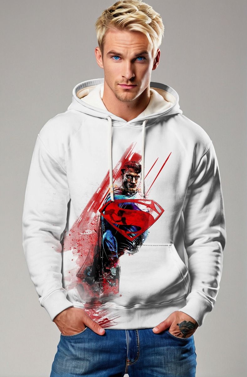 Superman S Shield Graphic Hoodie – Iconic Red & White Pullover