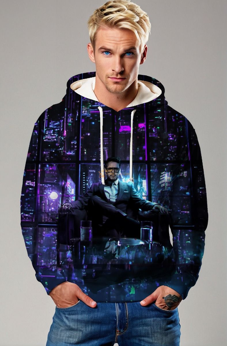 Stark Empire Graphic Hoodie – Midnight Violet & Black Pullover