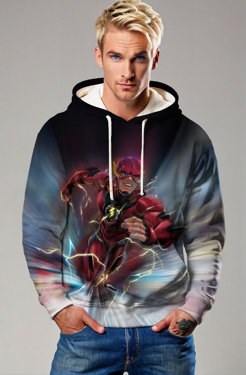 Flash Vortex Hoodie – Black & Lightning Red Full-Print
