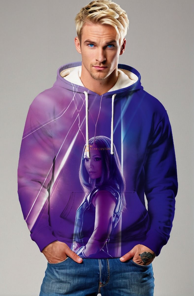 Guardians of the Galaxy Inspired Women’s Purple and Blue Gamora Sci-Fi Pullover Hoodie