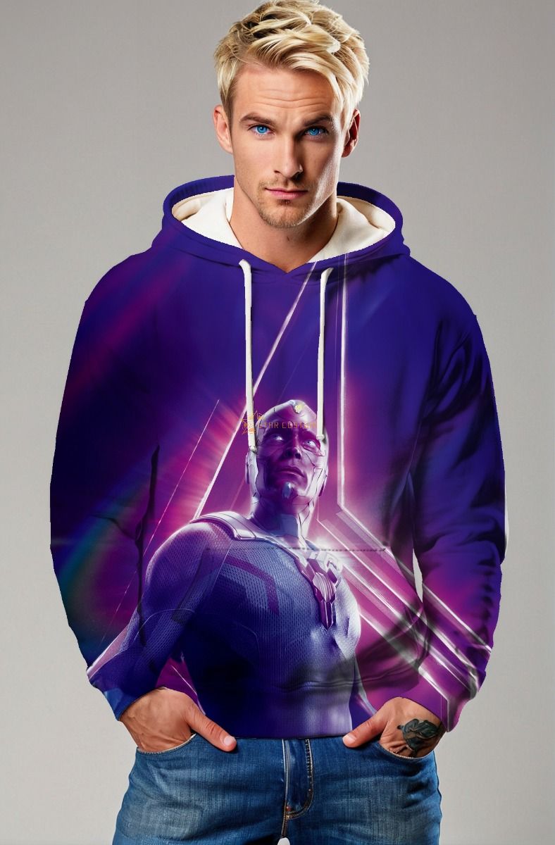 Avengers Inspired Vision Purple Cosmic Pullover Hoodie