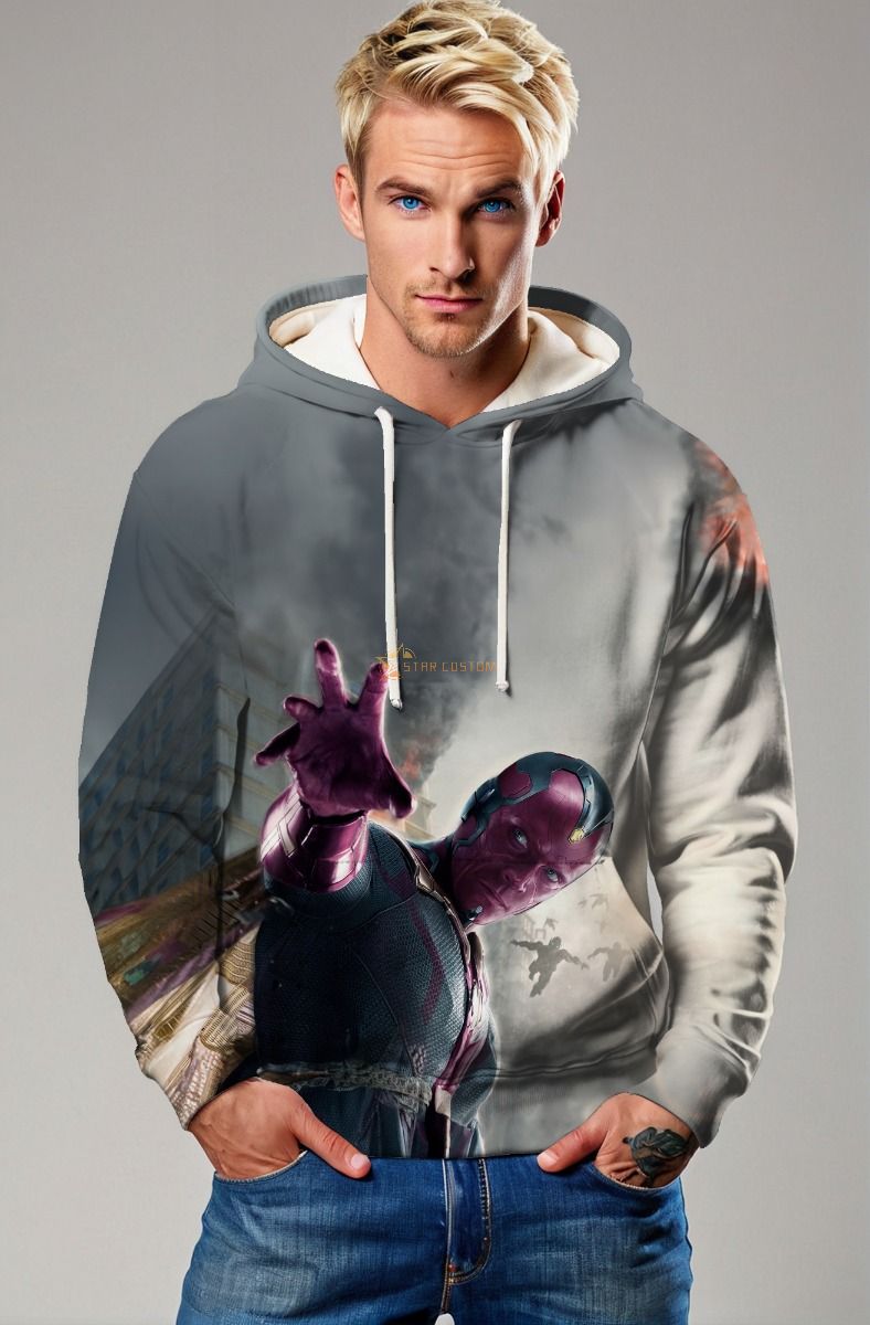Vision Battle Stance Pullover Hoodie – Marvel Hero in Action