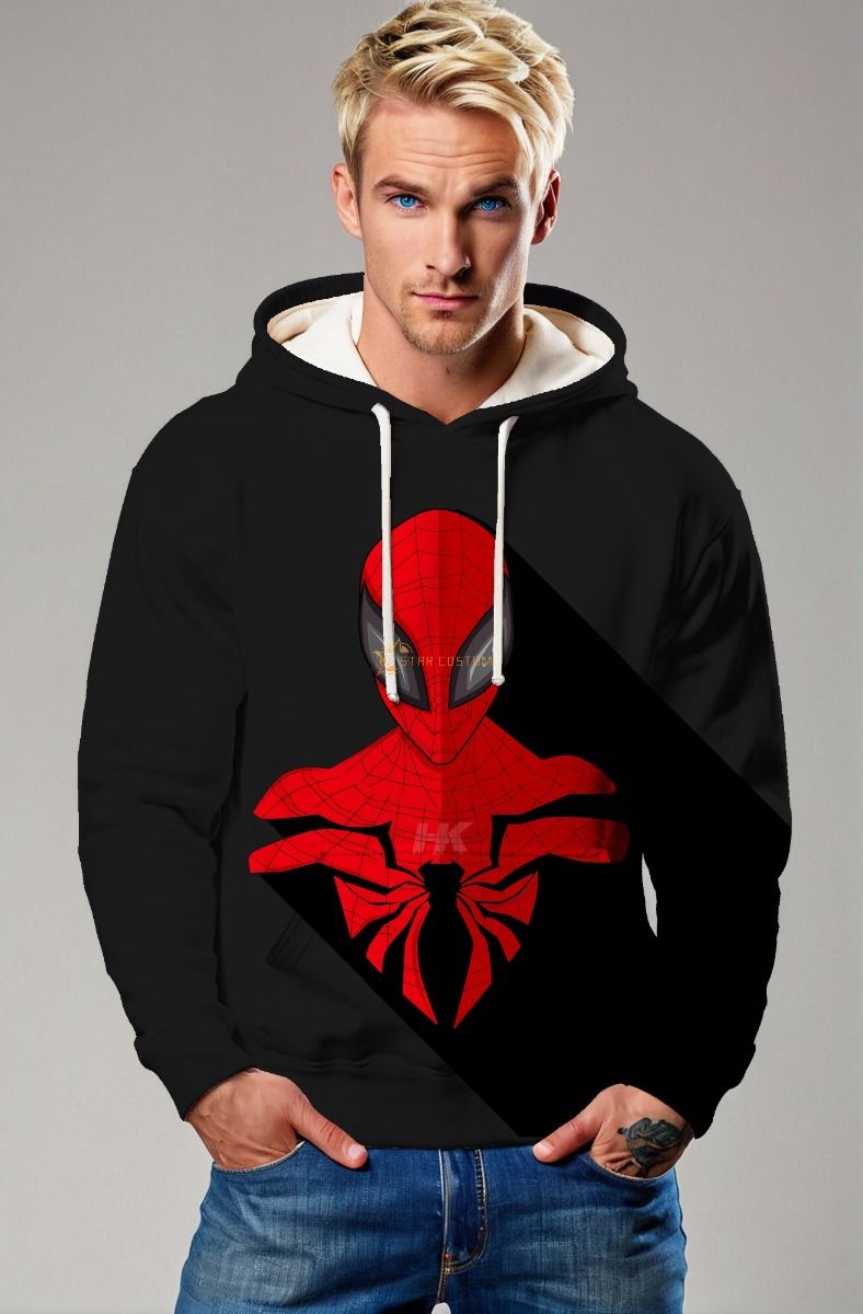 Scarlet Spider Silhouette Pullover Hoodie – Red & Black Icon