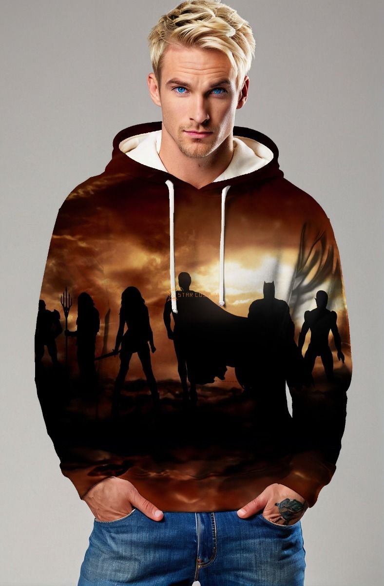 Justice League Sunset Pullover Hoodie – Epic Silhouette