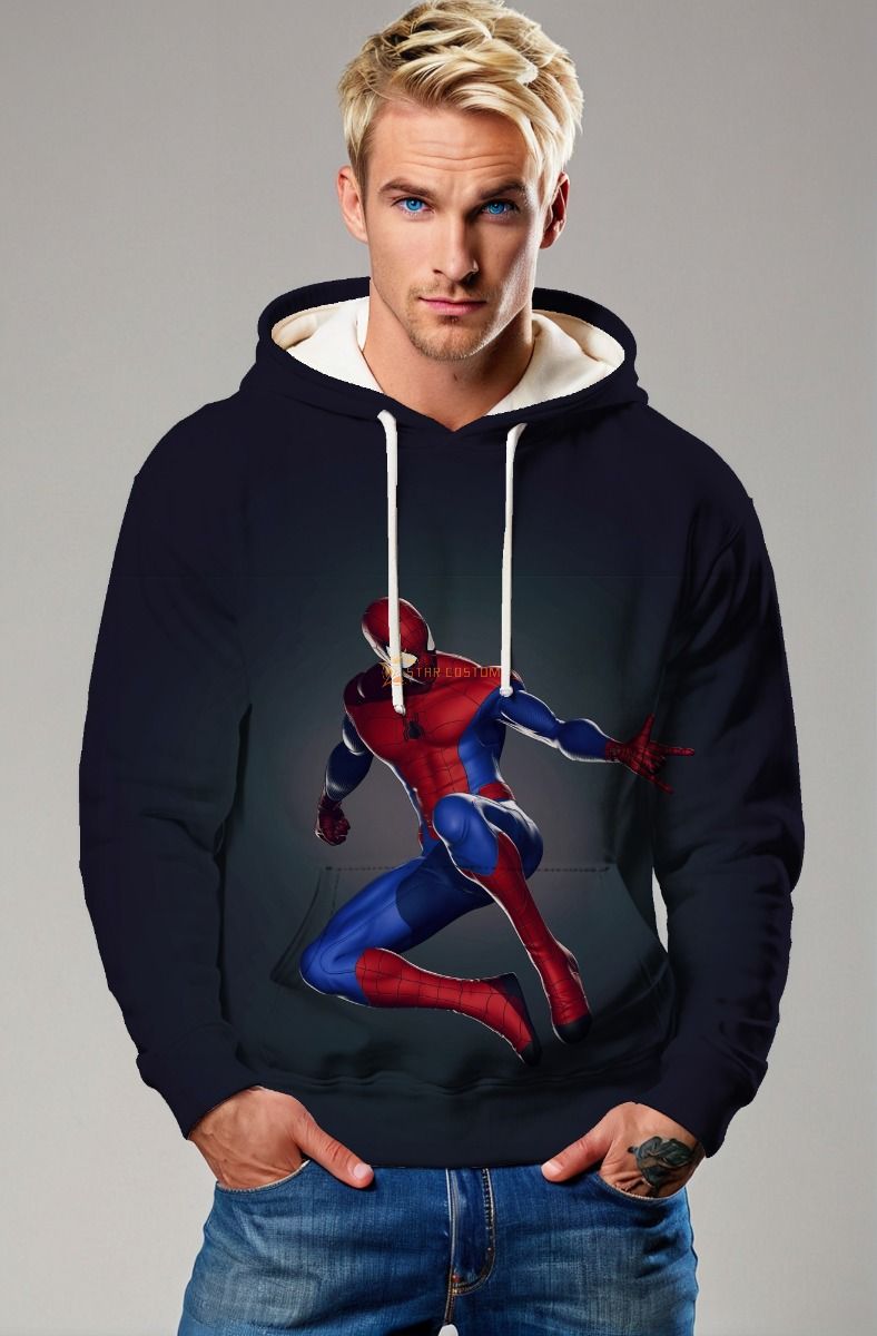Spider-Man Hoodie – Classic Red & Blue Jump Pose