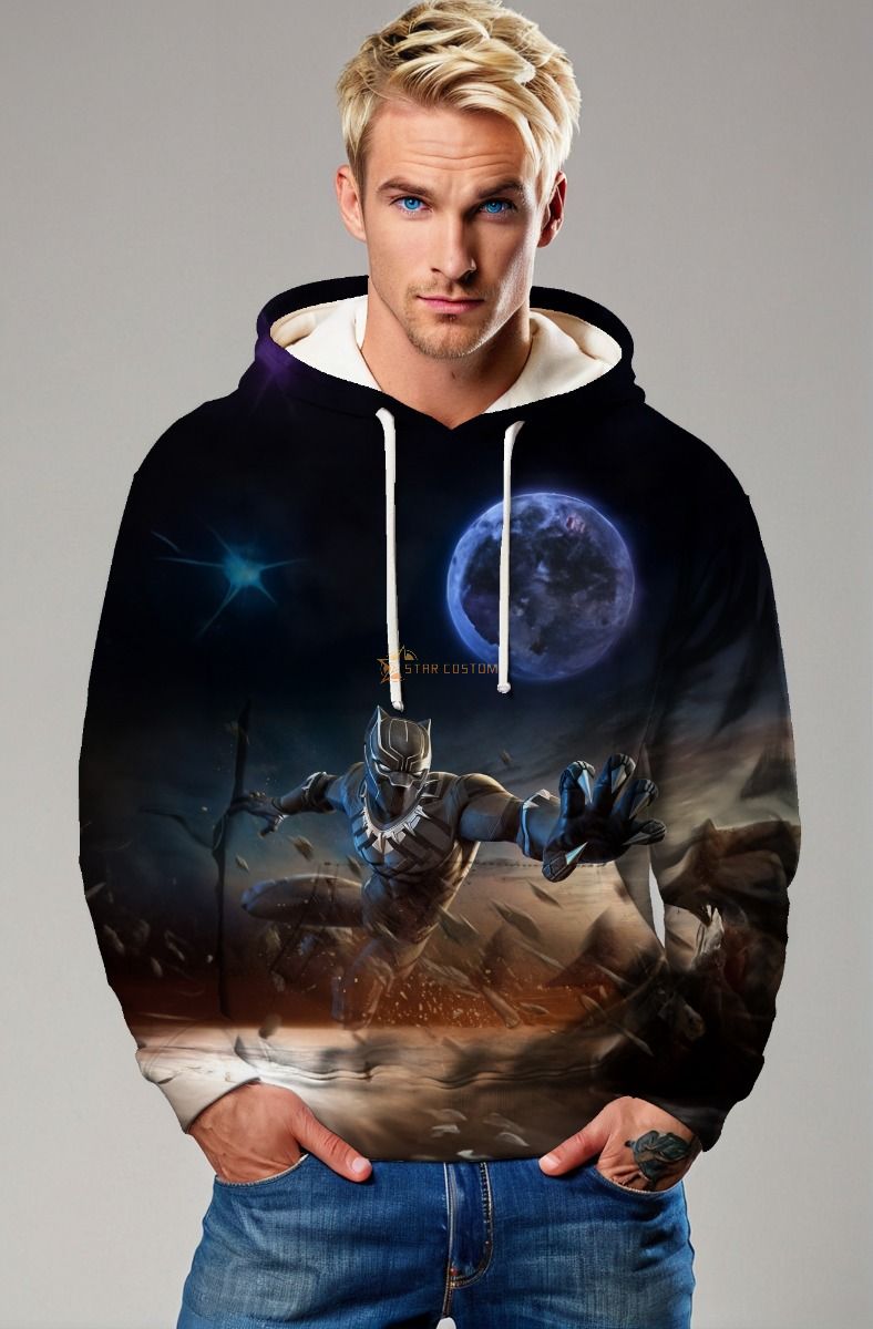 Black Panther Hoodie – Moonlit Battle Stance