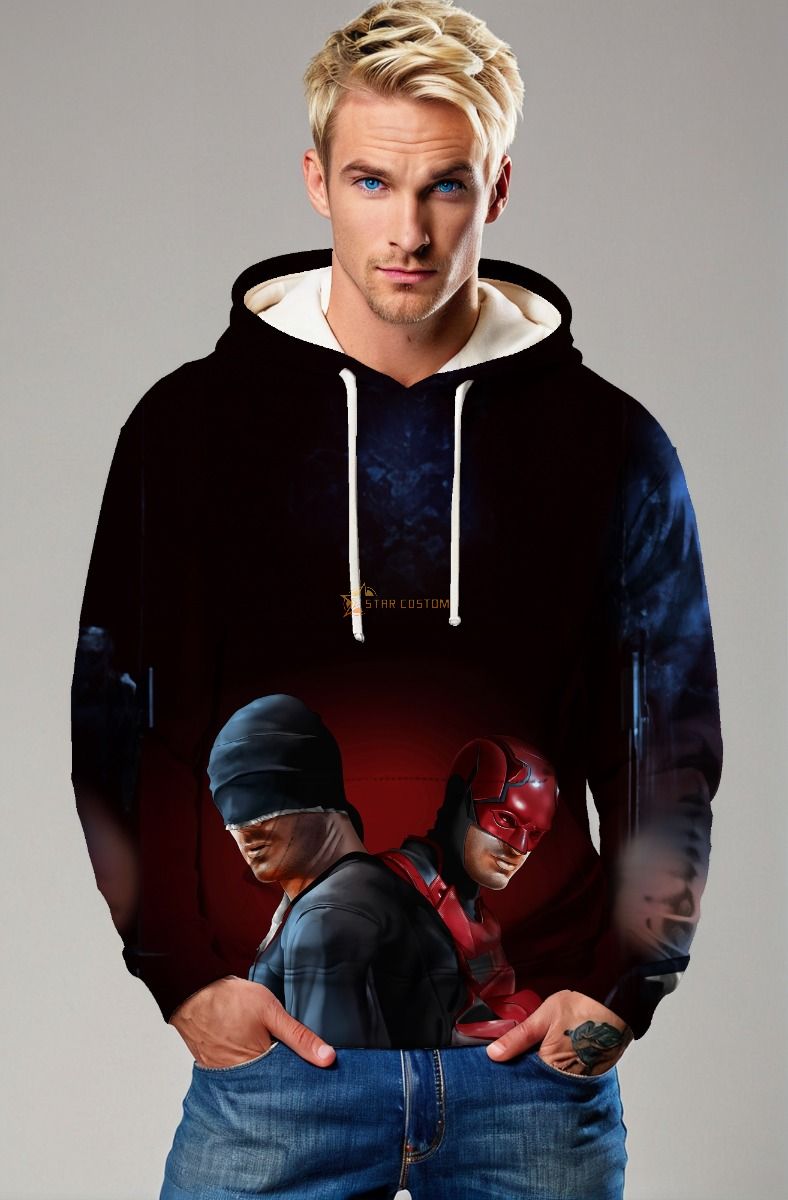 Daredevil Dual Identity Hoodie – Red & Black Vigilante