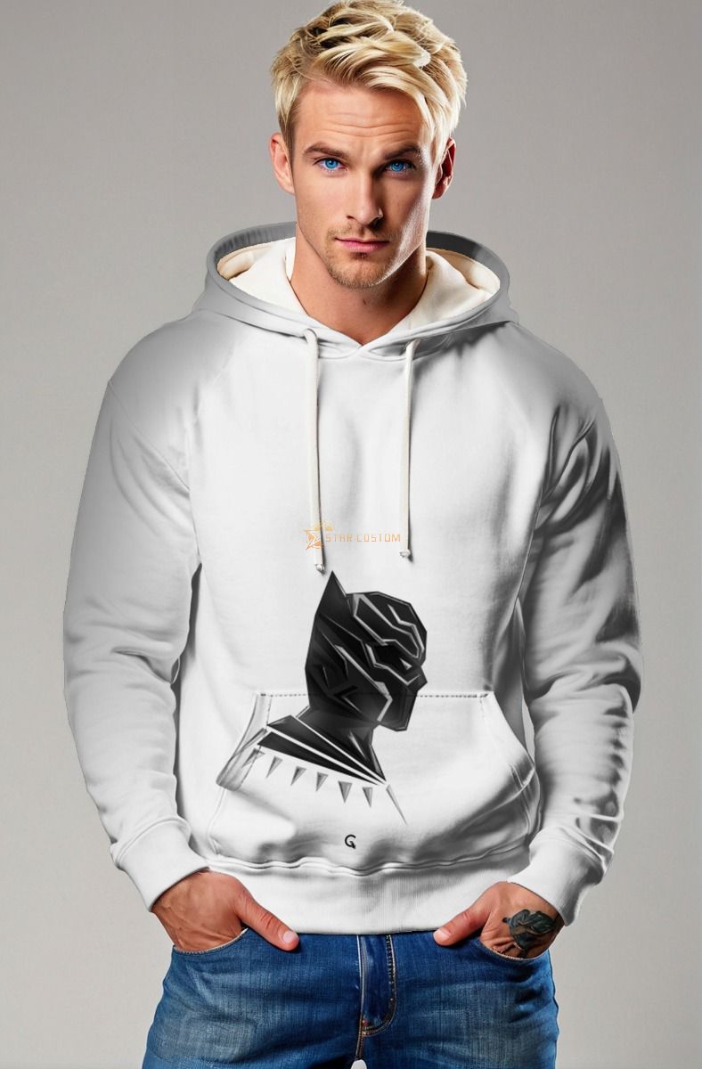 Black Panther Hoodie – Minimalist White Hero