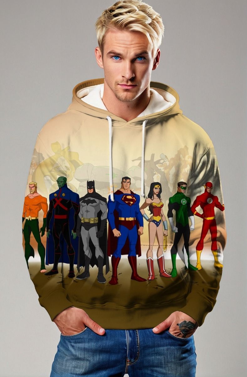 Justice League Animated Hoodie – Classic Team Line-Up