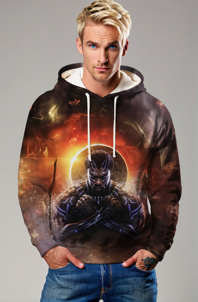 Black Panther Wakanda Forever Sunset Glow Marvel Design Pullover Hoodie