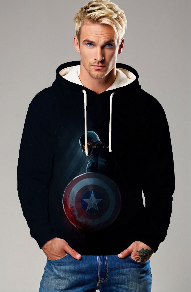Captain America Dark Hero Silhouette Pullover Hoodie